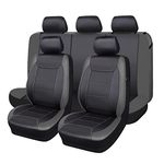 Flying Banner car seat Covers Protects Water Proof Faux Leather Carbon Fiber Front and Rear Bench (Black Gray, Full Set - 8PCS)