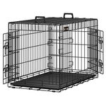 Feandrea Dog Crate Dog Cage, 36 inch Foldable Puppy Pet Cage Puppy Dog Crates Training Cage with 2 Doors, Easy Clean Removable Tray, 92.5 x 57.5 x 64 cm, L, Black PPD36H