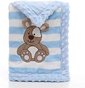 Landor - Coperta per bambini a doppio strato, in flanella morbida, invernale e calda, a strisce, coperta per passeggino, comoda coperta