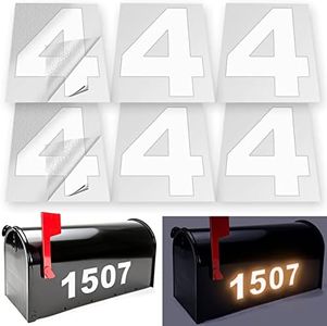 iSYFIX Reflective Vinyl Number 4 (Four) Stickers - 6 Pack 3 inch Self Adhesive - Premium Decal Die Cut & Pre-Spaced for Mailbox, Signs, Door, Cars, Trucks, Home, Business, Address Number, In & Outdoor