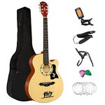 Crystals Acoustic Guitar Full Package Pack with Accessories - 4/4 Size 38" Classic 6 Strings (Wood)