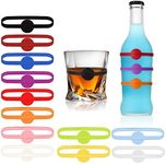 12 Pack Elastic Silicone Band Glass Markers, Wine Beer Bottle Drink Liquor Glasses Tag Soft Drink Cans Home Party Identifier