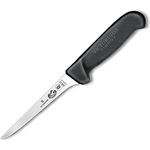 Victorinox Fibrox Boning Knife, Stainless Steel Fish & Meat Knife with Dual Non-slip Grip Fibrox Handle, Black, 12 Cm, Swiss Made