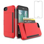 Asuwish Phone Case for iPhone 6plus 6splus 7plus 8plus i 6/6s/7/8 Plus with Screen Protector Cover and Card Holder Stand Hybrid Cell iPhone6splus i Phone7s 7s 7+ 8s 8+ Phones8 6+ i6 6s+ Women Red