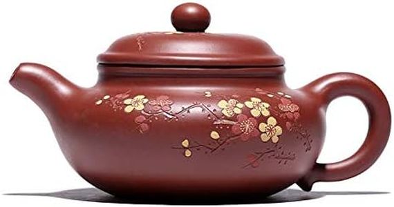 purple sands Teapot 8.5Oz Chinese Zisha Clay Handmade Fanggu 紫砂壶 Plum blossom brewing tea Pot Dahongpao Mud Kungfu Kettle Pottery Filter Maker Loose Tea