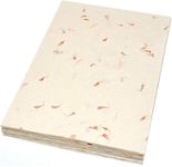 A4 Lokta Printer Paper, Merigold Petals on Natural Nepalese Handmade Lokta Paper (20)