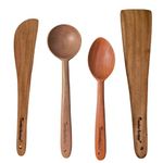 Cooker&Mixer™ Pure Neem Wood Spatula/Ladle/Turner Set | for Cooking & Serving | Natural Polish | Eco Friendly (4)