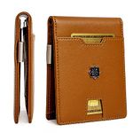 Luxuriate Mens Slim Wallet with Money Clip RFID Blocking Bifold Credit Card Holder for Men with Gift Box, Brown, Slim Wallet for Luxuary Addition to Wardrobe