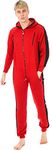 newfacelook Mens Onesies Striped Onesie for Men All in One Hooded Fleece Overall Adult Jumpsuit One Piece Pajamas Unisex Nightwear Zip Up Playsuit S-XL Red