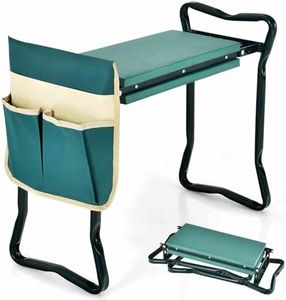 Costway 2-in-1 Garden Kneeler & Seat, Portable & Foldable Garden Tool for Kneeling & Sitting, Heavy-Duty Garden Bench w/Large Tool Pouch, Wide Kneeling Pad for Women Men Seniors