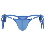 iiniim Men Low Rise Tie-Side Thongs T-Back Underpants Bulge Pouch Sheer Panties G-String Undershorts Blue M