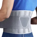 FEATOL Back Brace for Lower Back Pain, Breathable Back Support Belt for Women & Men with Lumbar Pad, Lumbar Support Belt for Heavy Lifting & Work, Scoliosis, Grey, 4XL (Circumference:63-68")