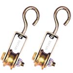 Myjas- Unbreakable Solid Roller Pulley Pulley Machine Tool for Lifting Rope, Gym, Exercise, Pull up bar, Climbing, Hanging, Gold (Pack of 2)