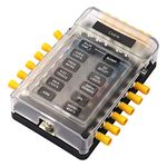 12 Way Fuse Block with Negative Bus bar Camper Car Grounding Blocks Truck RV Trailer Boat Automotive Fuse Box 12volt - 32volt