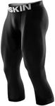 DRSKIN Men’s 3/4 Compression Pants Tights Leggings Shorts Sports Baselayer Running Workout Active (Line BB801, L)