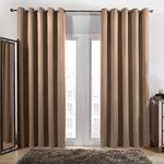 Dreamscene Blackout Curtains Eyelet, Thermal Soft Window Curtains for Bedroom Office Modern Decorative Extra Wide Curtains for Summer Winter, Beige Living Room Curtains 90x90