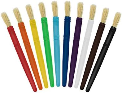 U.S. Art Supply 10-Piece Large Round Chubby Hog Bristle Paint Brushes Set – Durable Craft Paint Brushes, Easy-Grip Paint Brushes for Classroom, Watercolor & Poster Painting, Beginners Kit