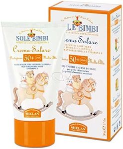 Helan, Sole Bimbi - Crema Solare 50+ Bambini e Neonati, Protezione Solare 50+ SPF Molto Alta contro Raggi UVB/UVA, Crema Solare Viso e Corpo con Olio di Mandorle Dolci, Vitamina E e Aloe Vera, 50 ml