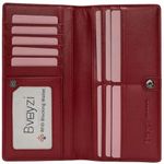 Bveyzi Ultra Slim Thin Leather RFID Blocking Credit Card Holder Bifold Clutch Wallets for Women, Wine Red, Small