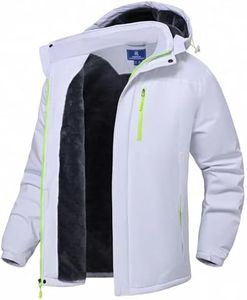 Winter Jackets for Mens Ski Snow Water Resistant Heavyweight Jackets Warm Fleece Lined Coats with Hood White 3XL