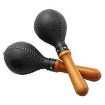 Percussion Maracas Shakers Rattles Sand Hammer Percussion Instrument with ABS Plastic Shells and Wooden Handles for Live Performances and Recording Sessions (Black)