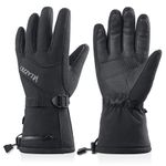 VELAZZIO Ski Gloves Waterproof Breathable Snowboard Gloves, 3M Thinsulate Insulated Warm Winter Snow Gloves, Fits Both Men & Women (Black, S)