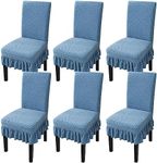 Chair Covers with Pleated Skirt Fashion Stretch Fitted Chair Slipcover Elastic Removable Washable Chair Protector Soft Touch Seat Covers for Dining Room Banquet Party Home Decoration (A5, Pack of 6)