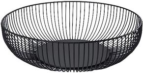 Modern Countertop Fruit Basket Bowl for Kitchen, Living Room, Large Round Metal Wire Table Centerpiece Stand for Serving Snacks, Candy and Home Decorative Balls - Black Hemisphere Black