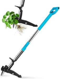 YISSVIC Désherbeur Manuel Arrache Mauvaise Herbe avec Pédale 4 Griffes Acier Inoxydable Long Manche Outil de Désherbage Solide pour Jardin Bleu