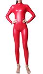 LinvMe Women's High Neck Synthetic Latex Jumpsuit Full Body Catsuit XXL Red