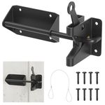 Feeloco Heavy Duty Automatic Gate Latch for Wooden Fence,Self- Locking Gravity Gate Door Latches with Cable Pull,Security Gate Hardware Kit for Outdoor Garden,Pool,Metal Gates(Black) (Without Lock)