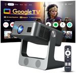 [Google TV Official] Crossbeats Lumex Solis Projector 4k Ultra HD, 1080p Native, Android 13, WiFi, 1000 ANSI, Smart Mini Projector for Room, Portable Home Theater Cinema, Built-in Apps, 300''Display