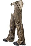 Men's Motorcycle Riding Biker 4 Pocket Distressed BRN Leather chap Pant W/Liner (L Regular)