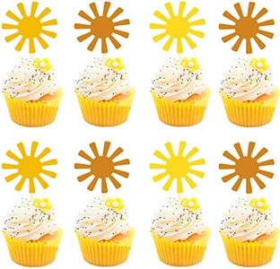 Sun Cupcake Toppers First Birthday，Sunshine Cake Topper 1st Birthday，Little Sunshine Cupcake Toppers,First Trip Around The Sun Cake Decorations,Sunshine First Birthday Cake Topper. (Pack of 30)