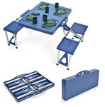 Trademark Innovations Picnic Table, Plastic Aluminum, Royal Blue, 33.6 in x 25.7 in x 25.5 in