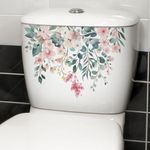 Plant Leaves Flowers Toilet Seat Lid Stickers Self-Adhesive Bathroom Wall Stickers Toilet Lid Decals DIY Removable Waterproof Toilet Sticker for Bathroom Cistern Decor,Toilet Accessories