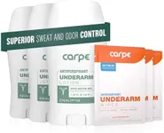 Carpe Underarm Antiperspirant and Deodorant, Pack of 3-WITH 3 FREE ON-THE-GO WIPES!