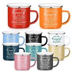 Norme 10 Pcs Thank You Gifts Mugs Employee Appreciation Gifts Bulk for Women Men 12 oz Enamel Coffee Mugs Inspirational Motivational Gift for Staff Coworkers Teacher Friends(Proud)