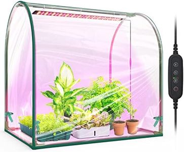 Bstrip Indoor Mini Greenhouse with Grow Lights ,27.2" L × 19.9" W × 27.2" H Portable Greenhouse for Seed Starting Trays , Dimmable 2ft 15W Plant Light for Indoor Plants , Led Grow Light with Timer