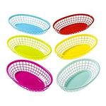 Talking Tables 6 Pack Reusable Plastic Colourful Food Baskets for Hotdogs, Burgers, Fries, Sweets, Crisps, Snacks | Movie Nights, Kids Birthday Party Picnics, Tropical BBQ, Summer Garden Festival