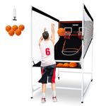 VEVOR Arcade Cage Basketball Game, 2 Player Indoor Basketball Game, Home Dual Shot Sport with 5 Balls, 8 Game Modes, Electronic Scoreboard, and Inflation Pump, for Kids, Adults (Black & White)