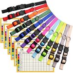 Puppy Collars for Litter Puppy ID Collars Whelping Supplies Soft Nylon Breakaway Coloured Collars with 6 Record Keeping Charts(S)