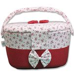 S3 Stay Blessed- Diaper Caddy|Baby Box For Newborn|Baby Products Bag Organizer Large Capacity(44*32*26 Cm)|Nursery Storage Bin|Car Organizer For Diapers&Wipes(Red&White Flower Design Cotton&Plastic)