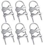 MOOKEERF 6 PCS U Bolts Antenna Mast Clamp with V Jaw for 1-1.8" OD Poles, Heavy Duty Antenna Mast to Mast Mount Bracket Kit Ham TV Antennas, Security Cameras, Outdoor Lights