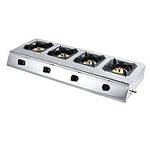 Commercial Gas Cooktop, 35 Inch Hob Gas Stove Top 4 Sealed Burners for LPG Stainless Steel with Ion Sensing Protection