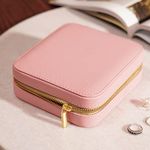 Pure Home + Living Pink Square Faux Leather Travel Jewellery Box