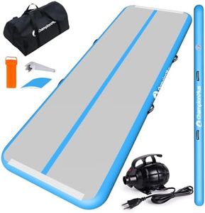ChampionPlus 3m Inflatable Air Tumbling Mat, 10cm Thickness Gymnastics Tumble Track Air Mats with Electric Air Pump, for Home Use, Training, Cheerleading, Water Yoga, 300 x 100 x 10 cm, Blue