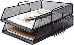 EXERZ Paper Sorter/Tray/Desk Organiser/File Holder 2pcs - Office, School (Black)