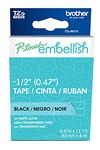 Brother P-Touch Embellish Black Print on Matte Clear Tape Patterned Tape TZEM31S – ~½” Wide x 13.1’ Long for use with P-Touch Embellish Ribbon & Tape Printer, TZE-M31S