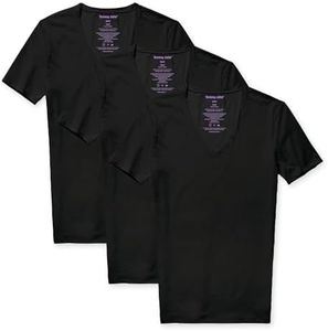 Tommy John Men's Supima Cool Cotton Deep V-Neck Shirt, Stay Tuck Design, Soft Stretch Fabric Cotton, Comfortable Fit Premium Men's T-Shirt, Short Sleeve Undershirts for Men, 3 Pack, Black, XL